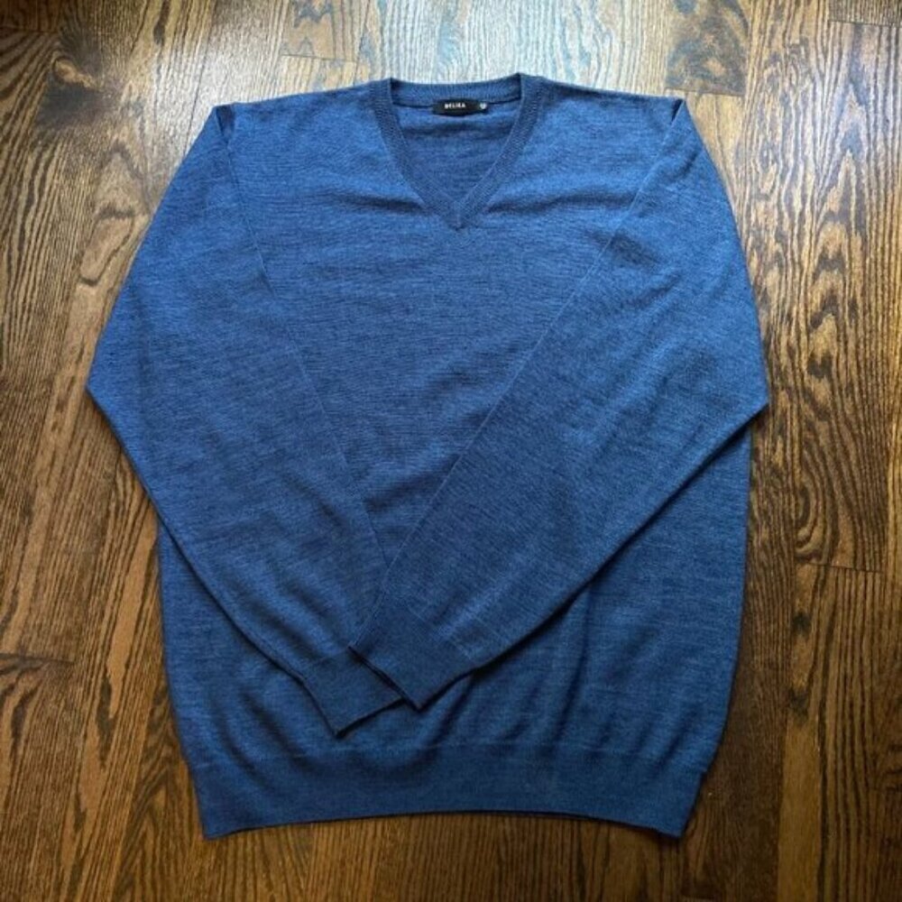 BELIKA MENS  VIRGIN WOOL BLENDMARK V-NECK PULLOVER SWEATER SIZE 2XL-56